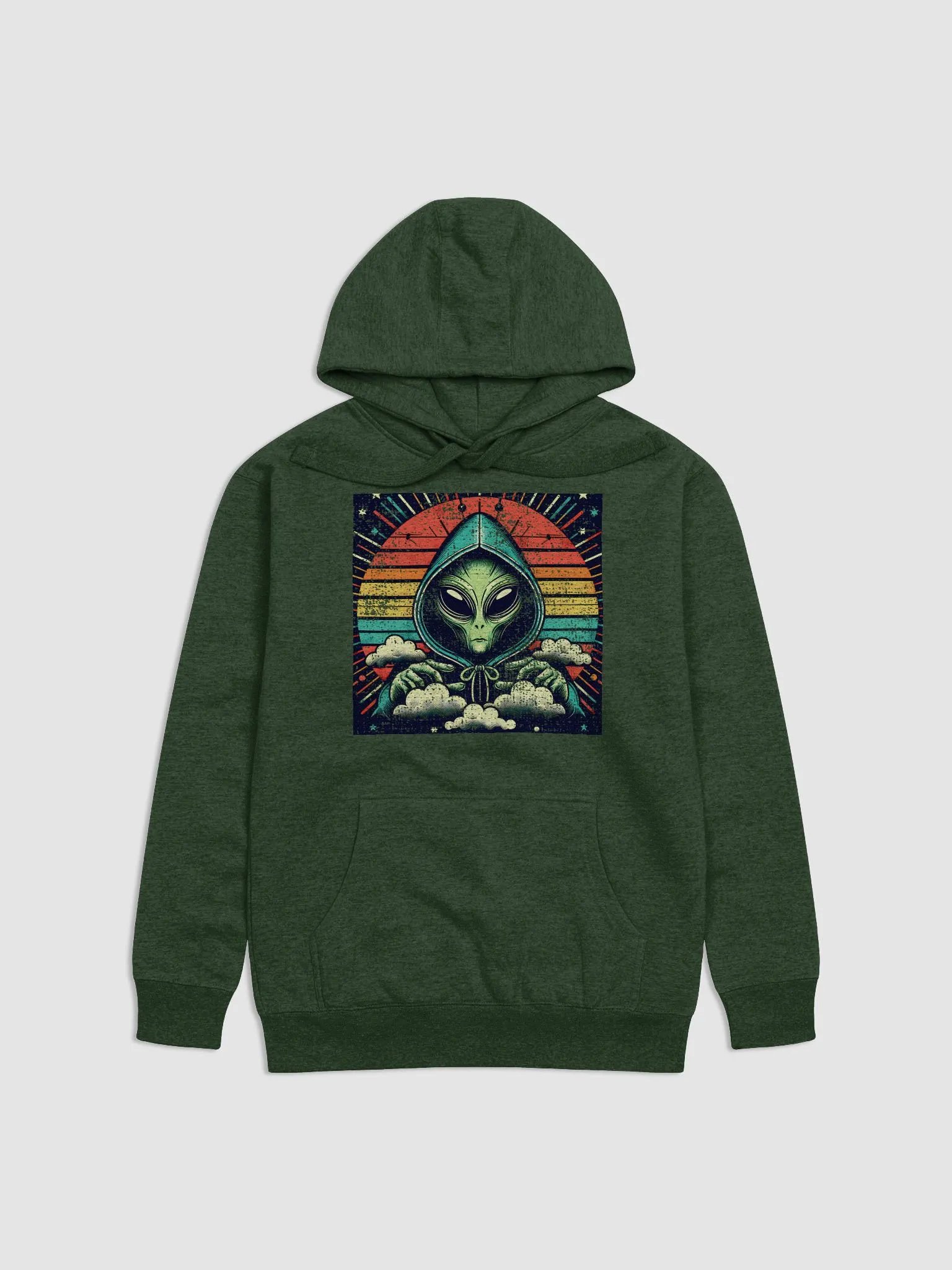 Cosmic Alien Sunset Hoodie - Vibrant Space Illustration product image (1)