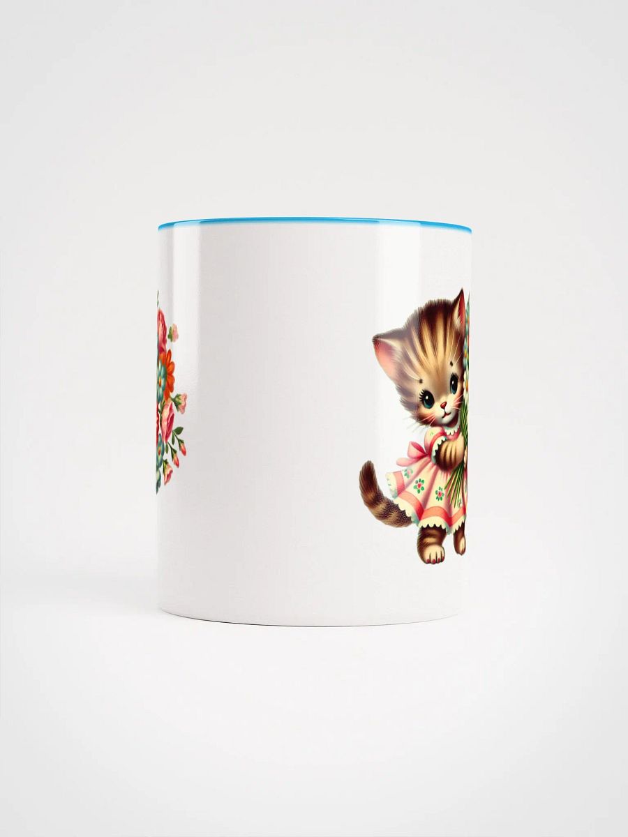 Adorable Kitten with Flower Bouquet Colorful Ceramic Mug product image (15)