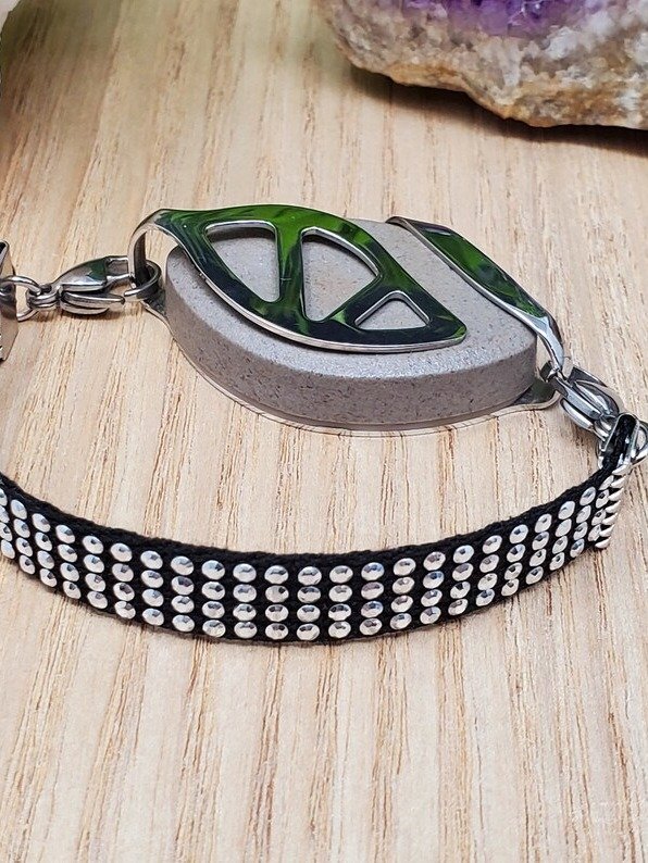 Rhinestone Stud Linen Bracelet | Handmade Accessory for Bellabeat Leaf Urban & Ivy product image (2)