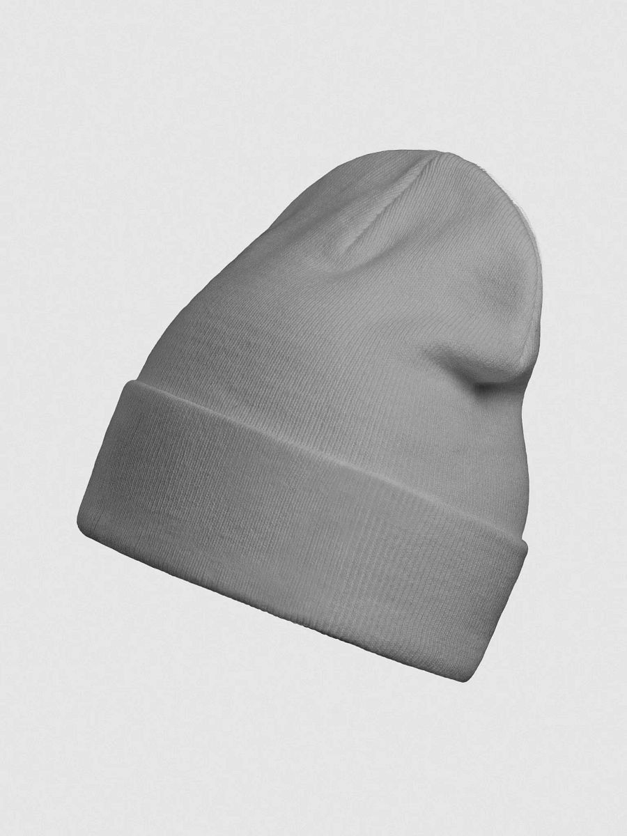 Plain Color Grey Knit Cuffed Beanie Hat product image (4)