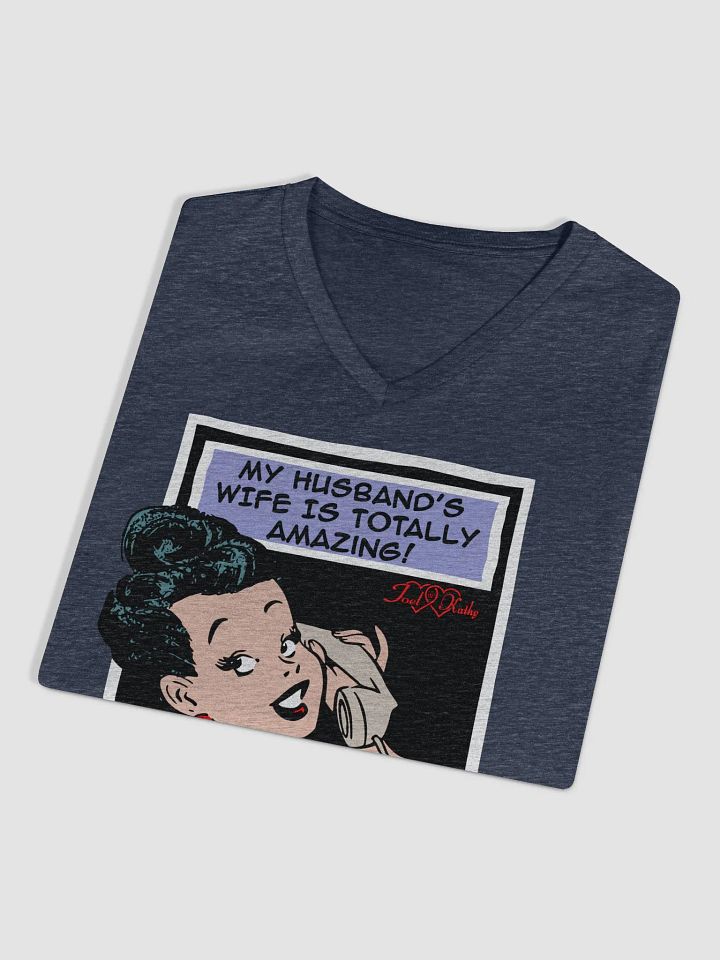 My Husband's Wife is Totally Amazing & A Happy Wife is a Happy Life V-Neck Tee product image (2)