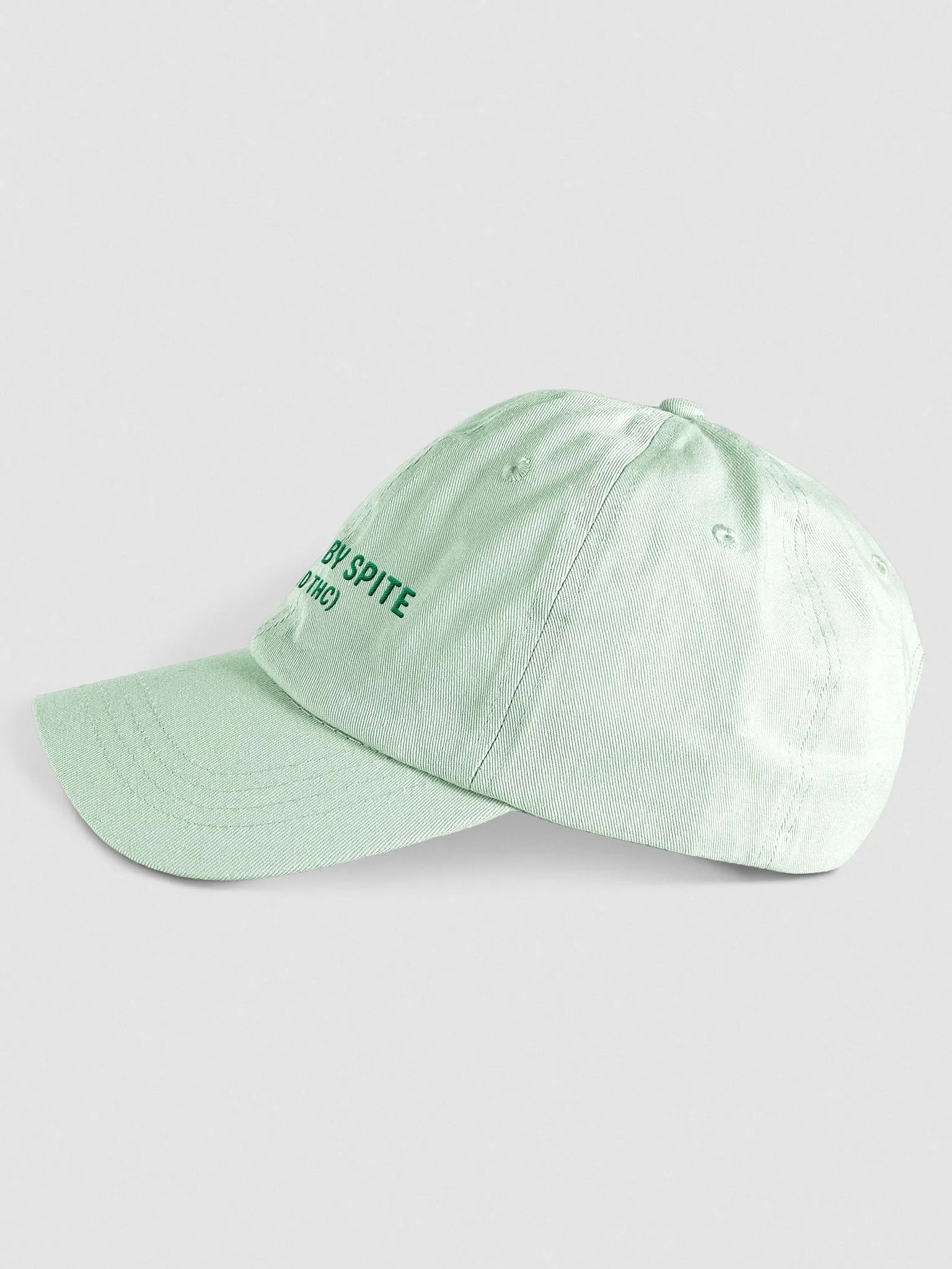FUELED BY SPITE (green thread) embroidered pastel dad hat product image (3)