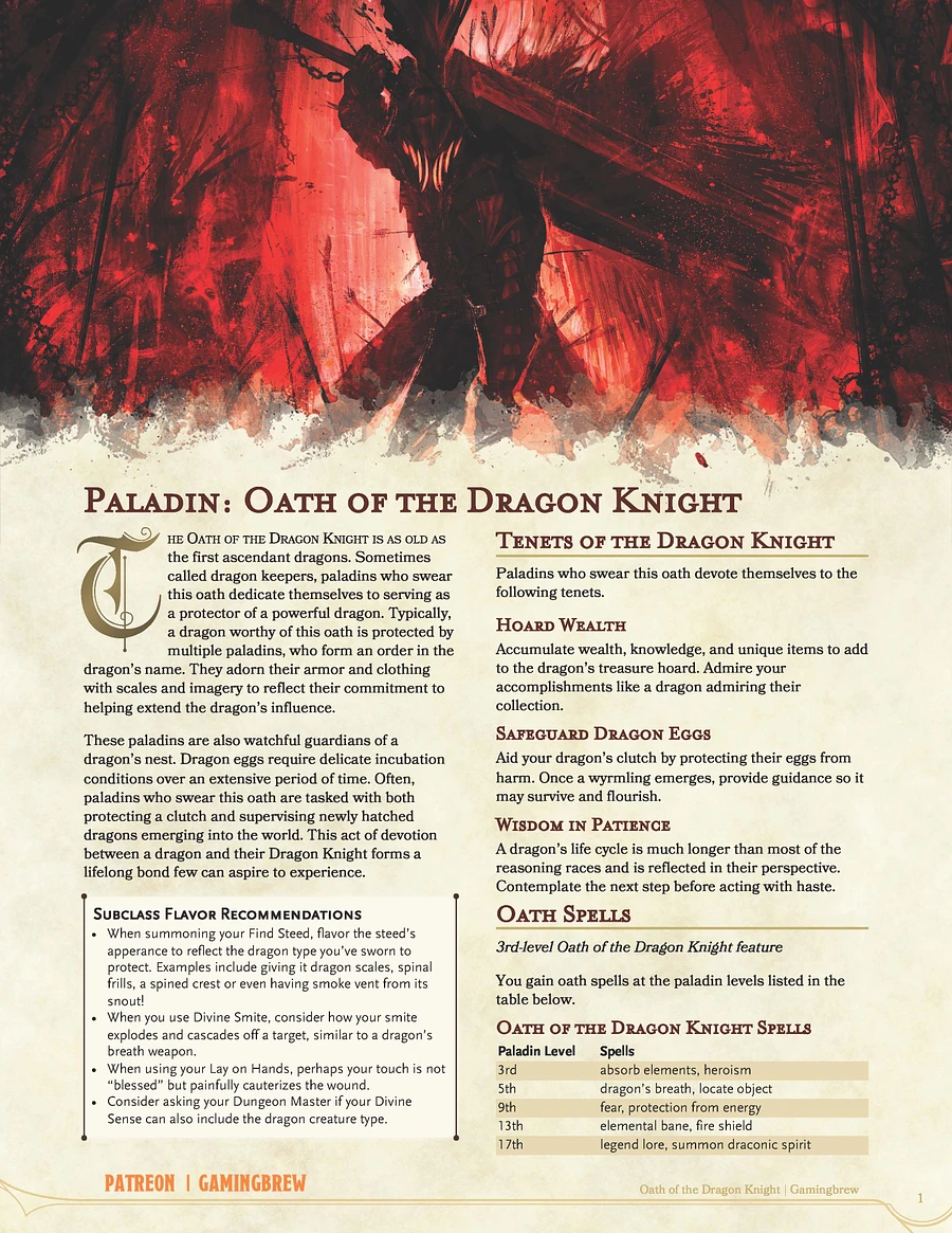 Oath of the Dragon Knight | 5E Paladin Subclass product image (2)