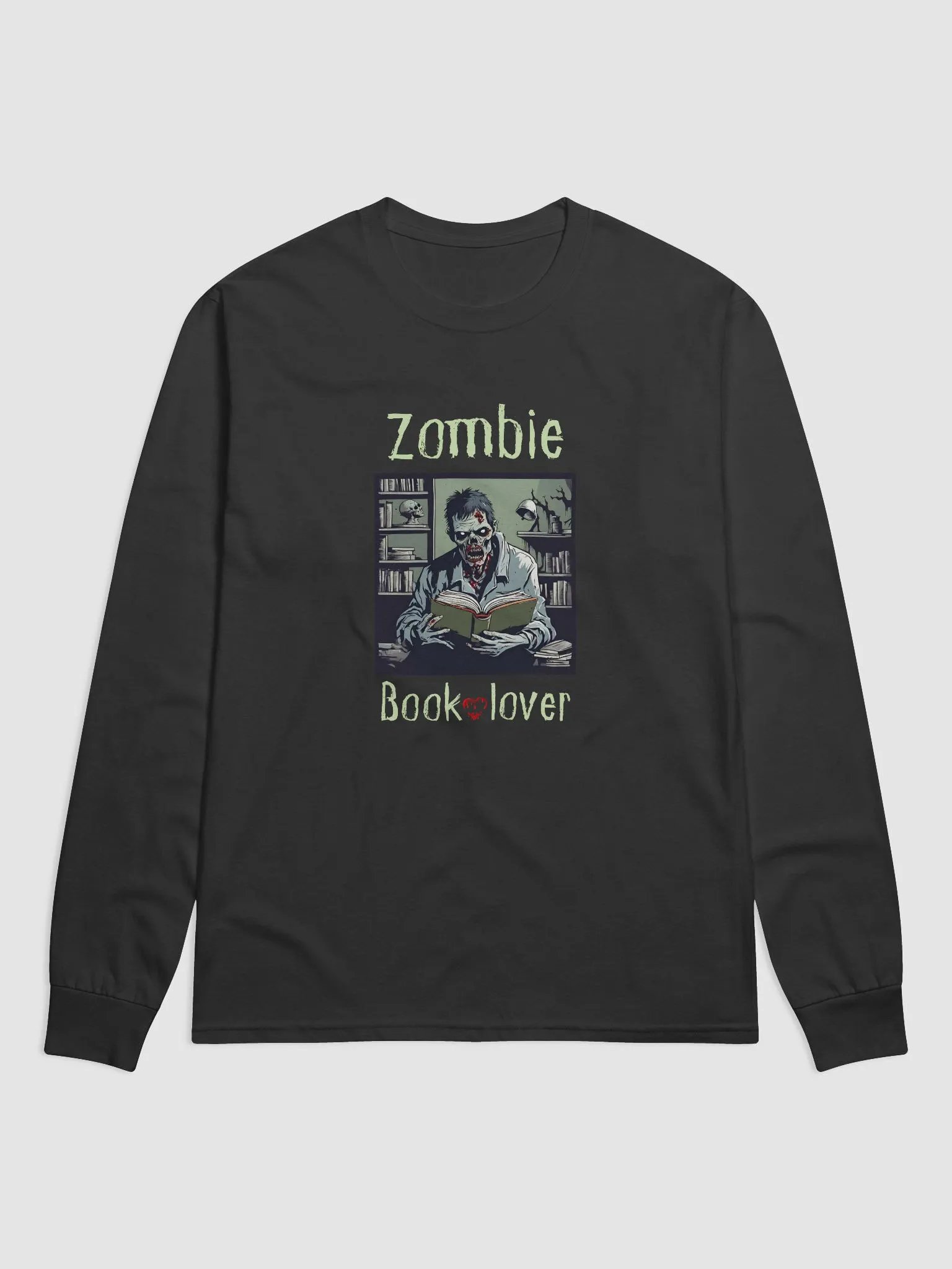Zombie Book Lover Man Long Sleeve Shirt product image (1)