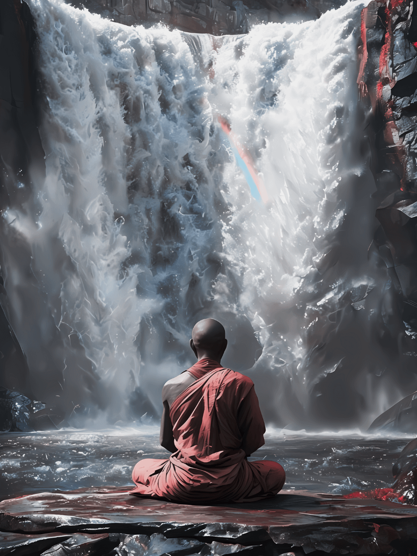 Tranquil Waterfall Meditation, Framed Poster product image (1)