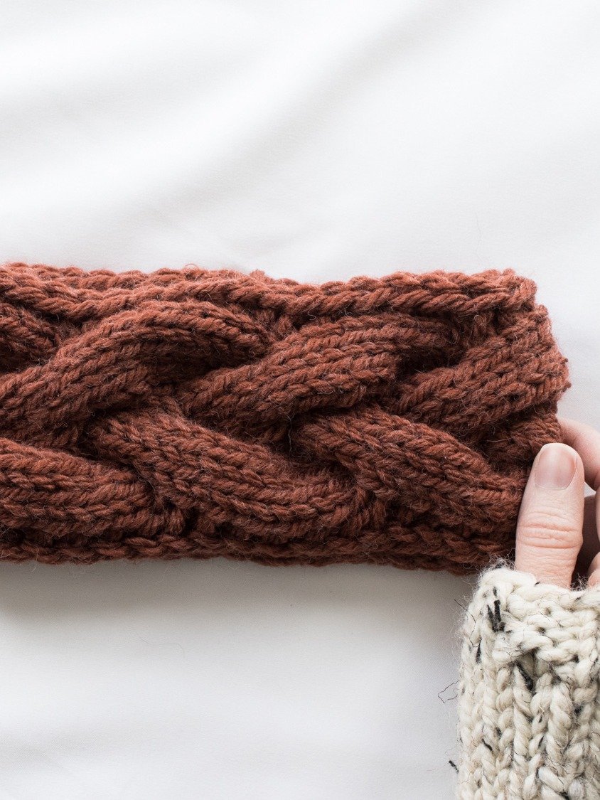Chunky Braided Cable Knit Headband Pattern - Chasing Cables product image (1)