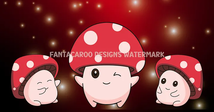 Starry Cute Mushroom Trio Desk Mat product image (1)