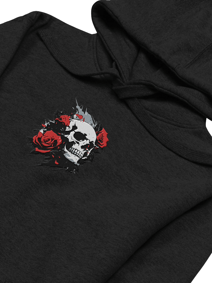 Rose-Adorned Skull Center Embroidered Hoodie product image (58)