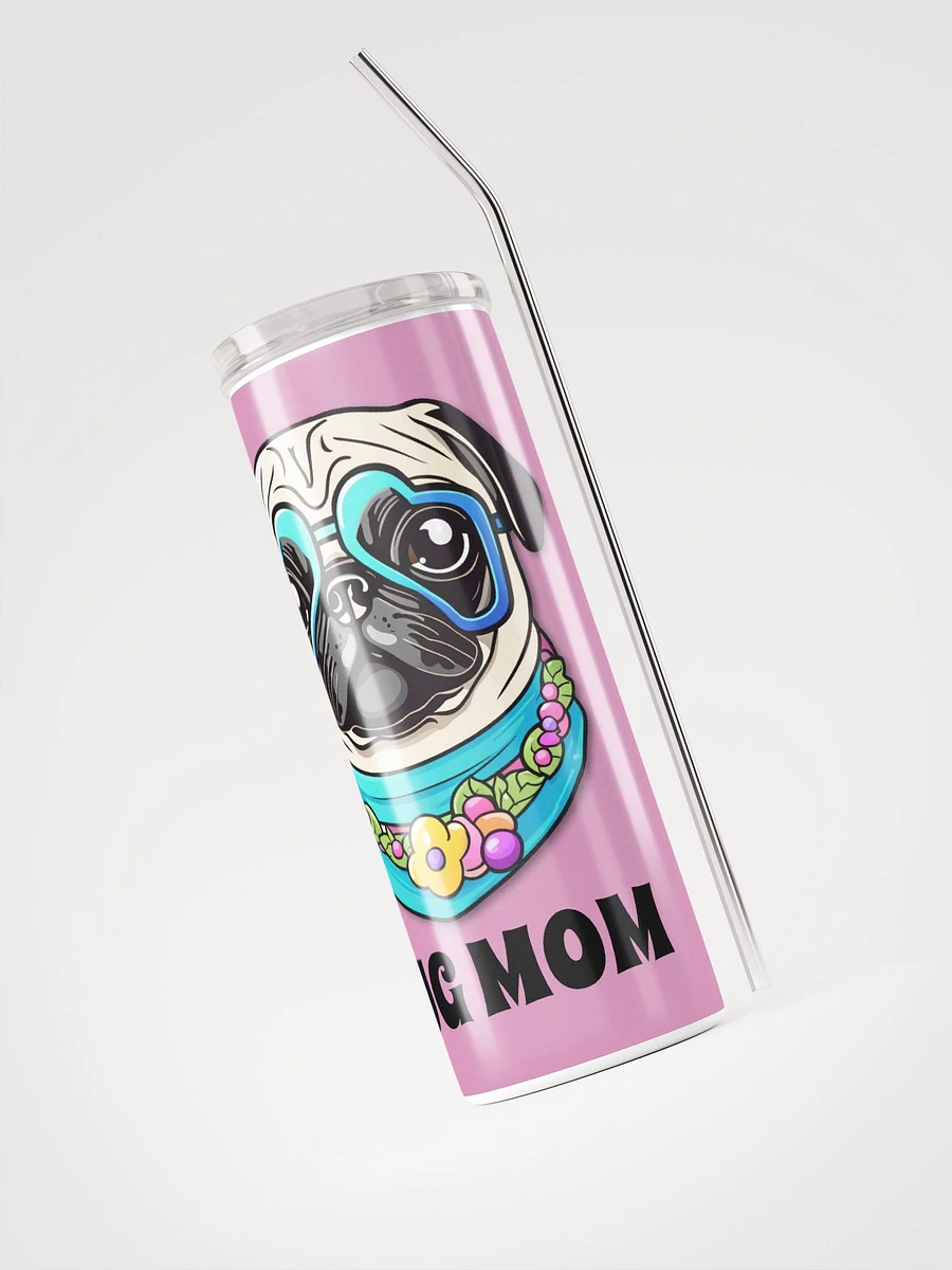 Retro Pug Mom Stainless Steel Tumbler With Straw - purple product image (4)