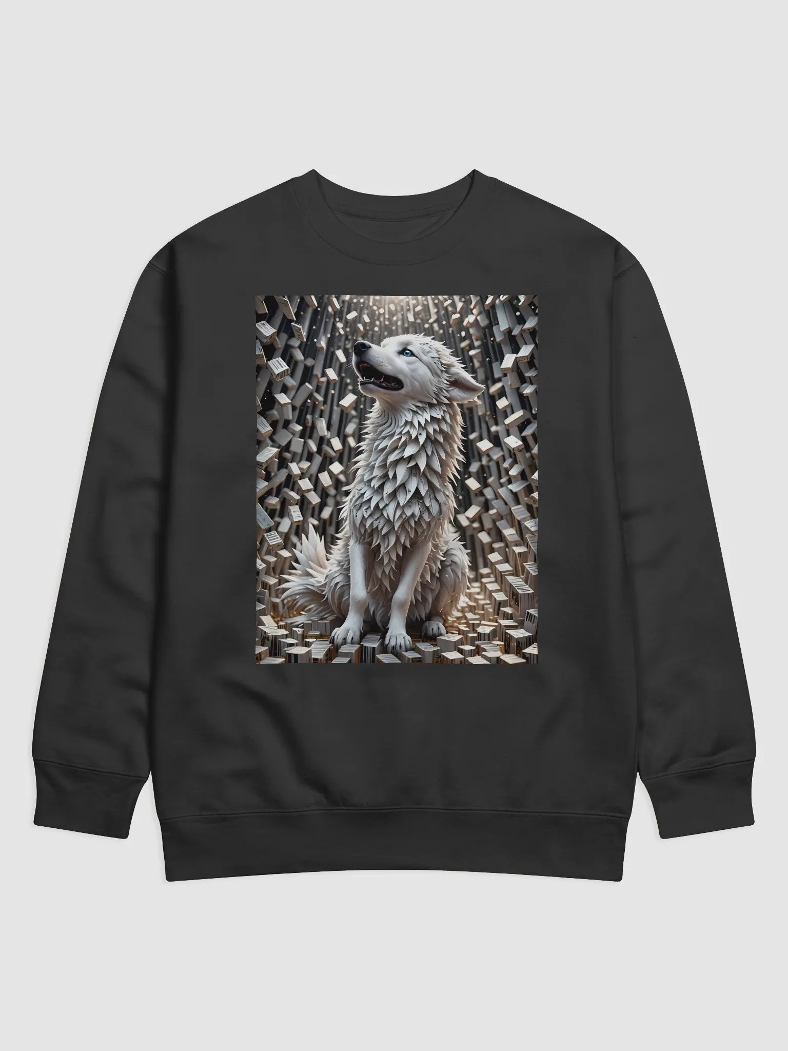 Futuristic white Wolf Feather Sweatshirt product image (1)