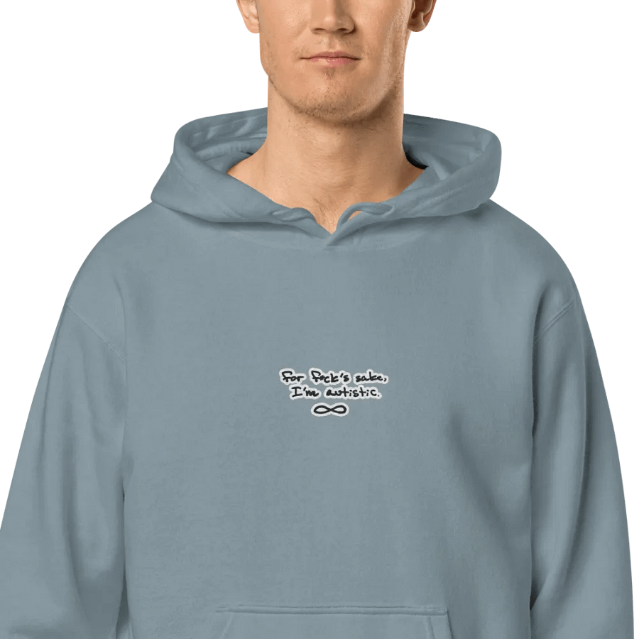FFS, I'm autistic. embroidered pigment hoodie (bubble design) product image (2)