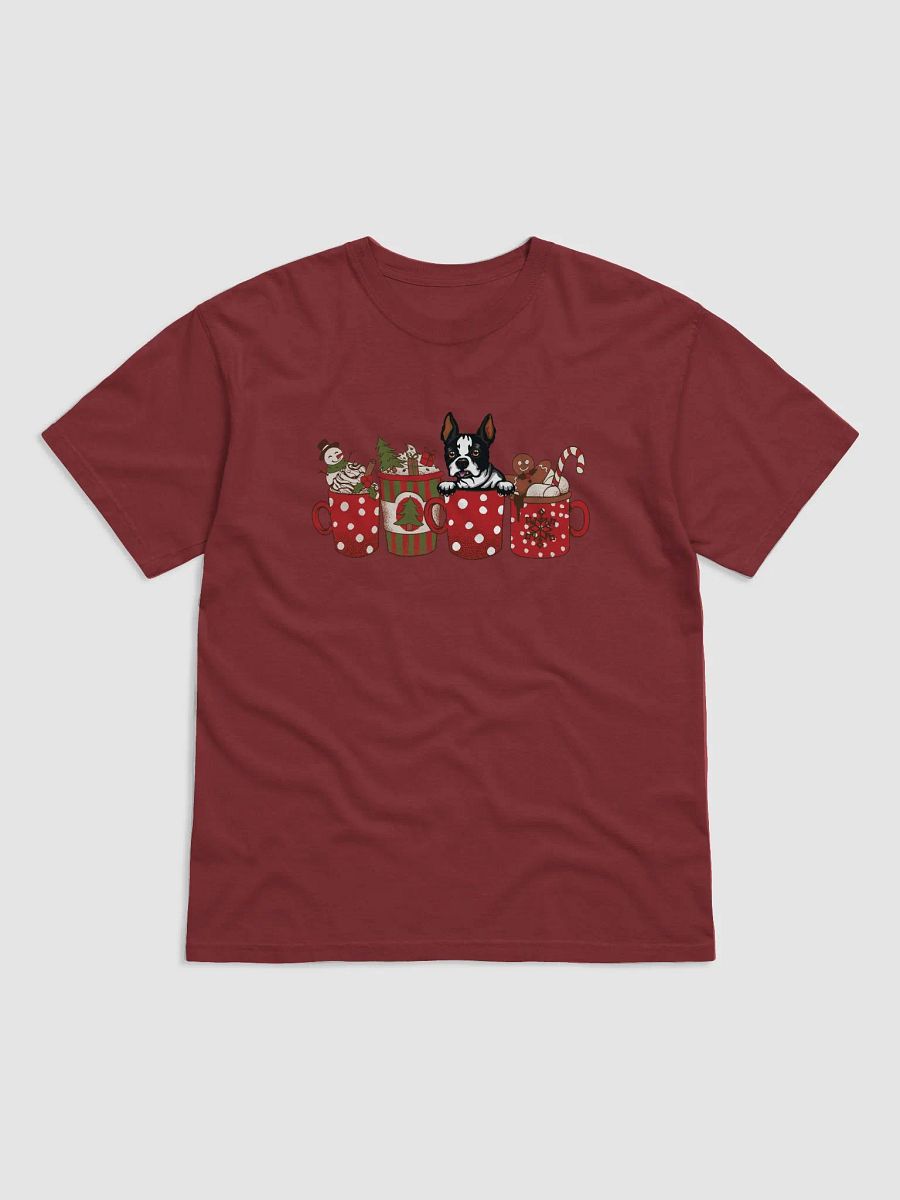 Cute Boston Terrier(2) in a Christmas Cup T-Shirt | Funny Christmas Pup in a Cup product image (4)