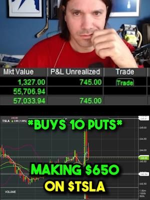 Making $650 On Tesla Puts #stocks #stocktok #fyp #daytrader #daytrading #stockmarket
