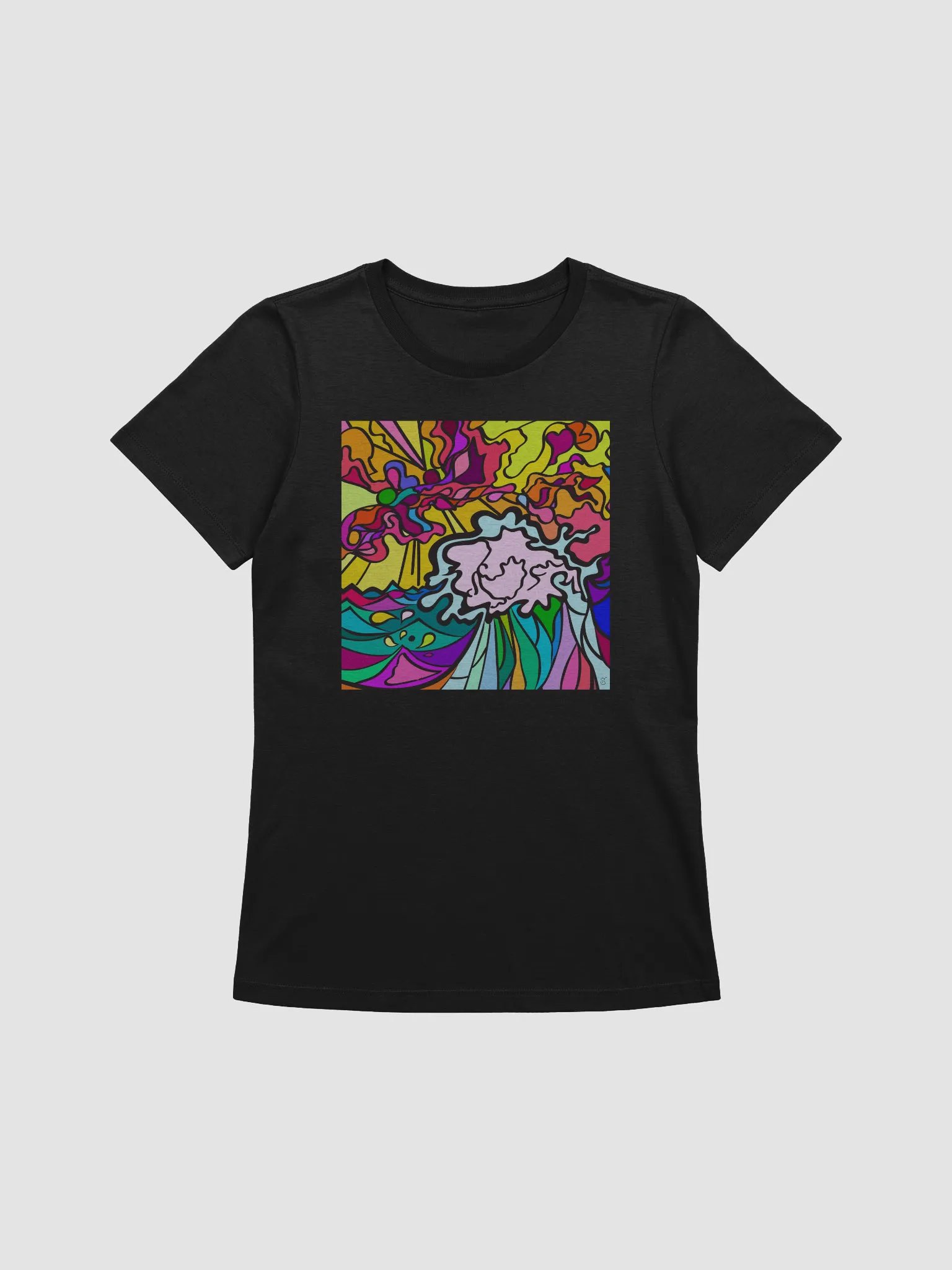 Vibrant Chaos Women's Relaxed T-Shirt - Wave at Sunset product image (5)