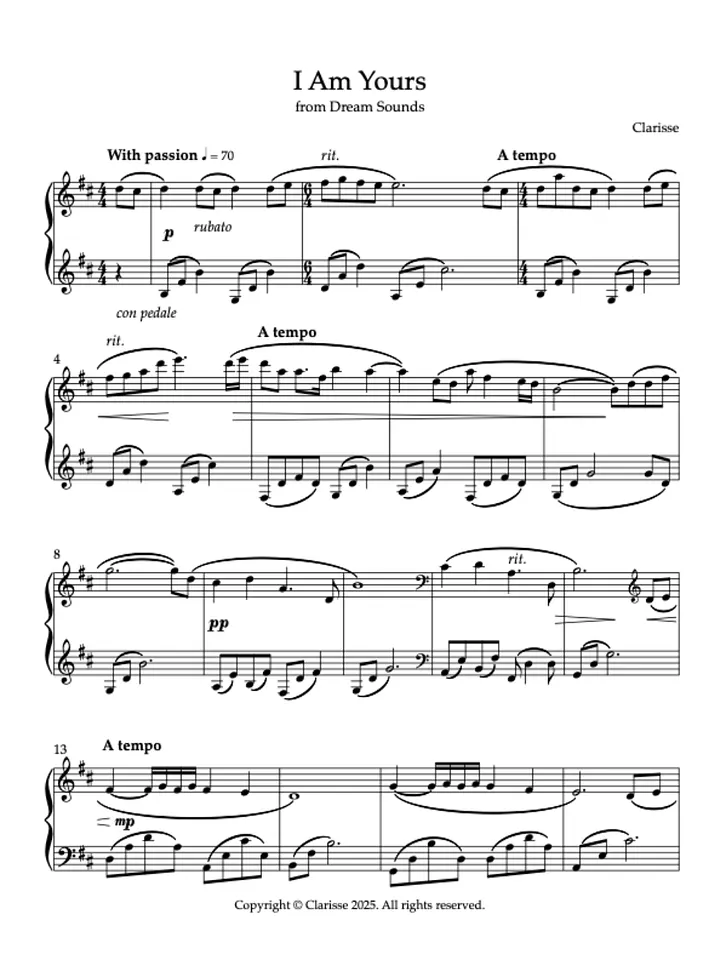 I Am Yours - Sheet Music product image (1)