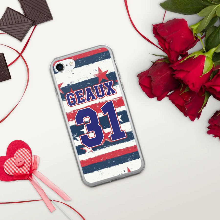 Geaux 31 - Vintage Stars & Stripes Pattern iPhone Clear Case product image (10)