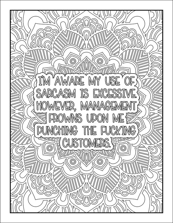 I F@cking Hate My Customer Service / Retail Job Adult Swear Word Coloring Book | Printable | Cuss Words | Sweary Phrases | Curse Words product image (2)
