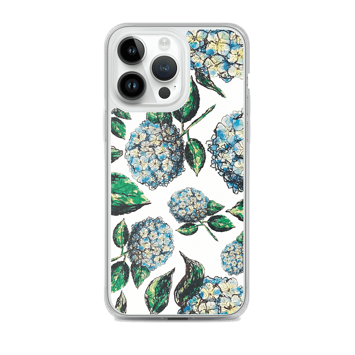 Monique Faella Designs™ | Blue Hydrangea Blooms | MagSafe® Clear iPhone® Case | Floral Art Meets Everyday Protection | Elegant Coastal Style product image (1)