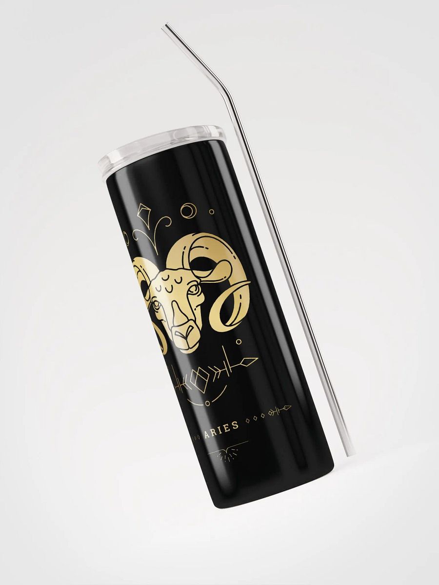 Celestial Golden Aries Zodiac Stainless Steel Tumbler - Embrace Cosmic Elegance! ♈ product image (3)