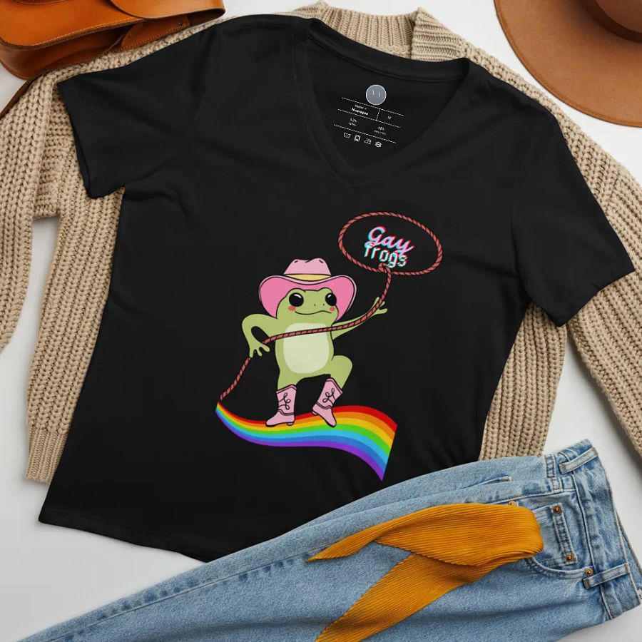 Gay Frog Hype Fitted V-Neck Shirt product image (19)
