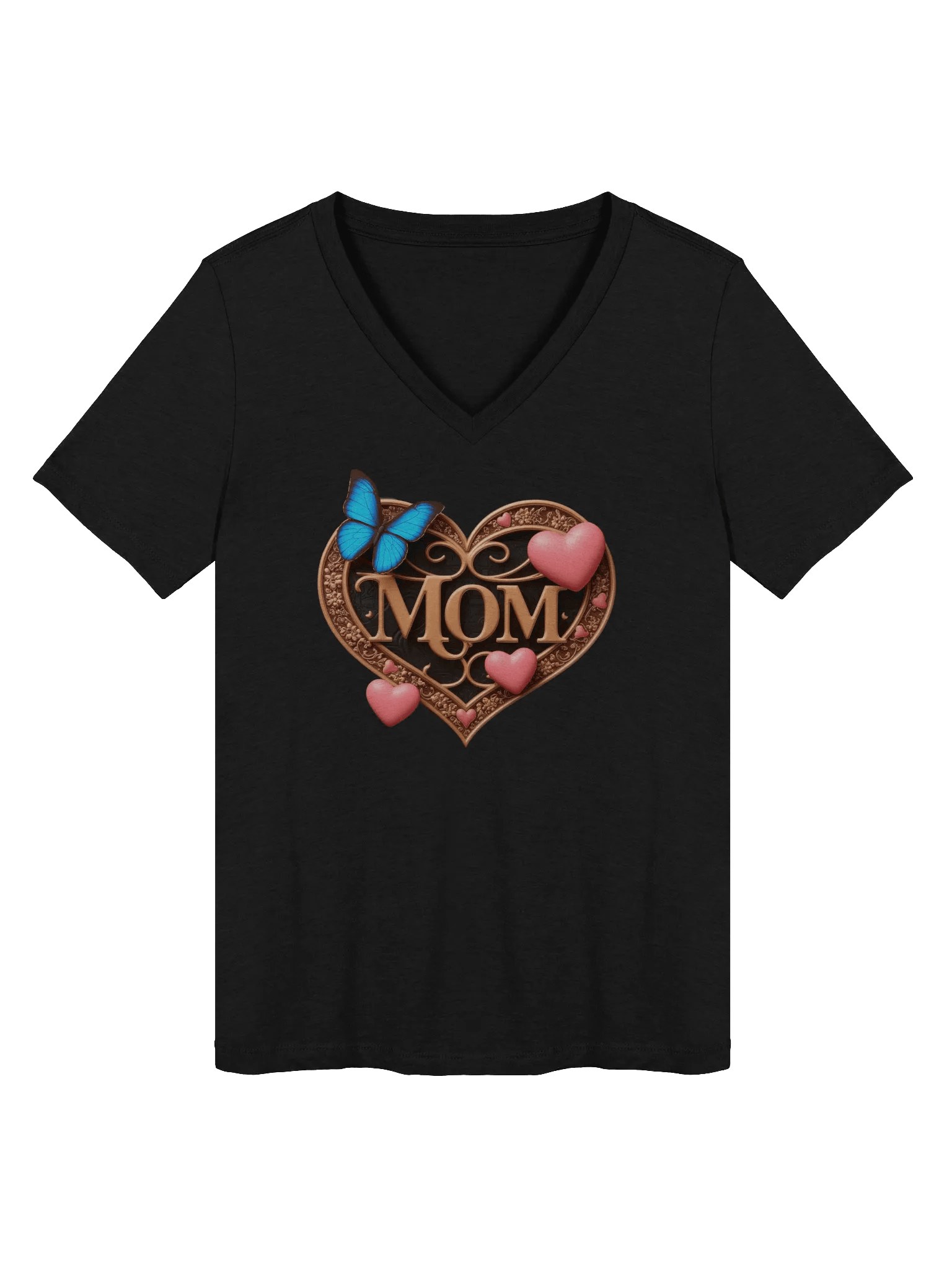 Mom's Love Heart V-Neck Tee product image (1)