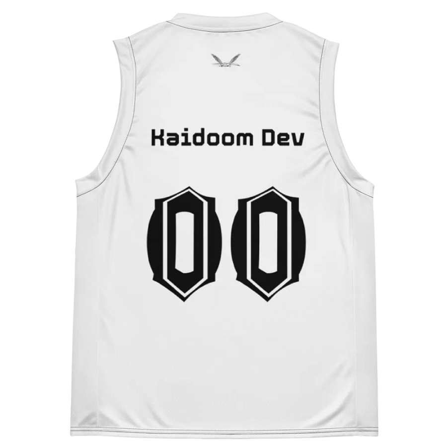 Kaidoom Dev - White - Recycled Unisex Basketball Jersey - Black HApex Gear Black Logo product image (11)