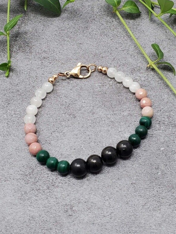 Energy Shift Bracelet | Shungite, Moonstone, Malachite | Grounding Protection Crystal Healing Jewelry product image (2)