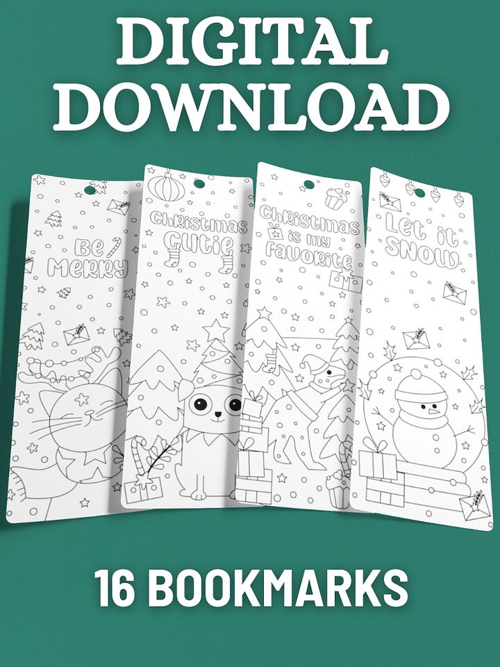 Printable Christmas Coloring Bookmarks for Children - 2