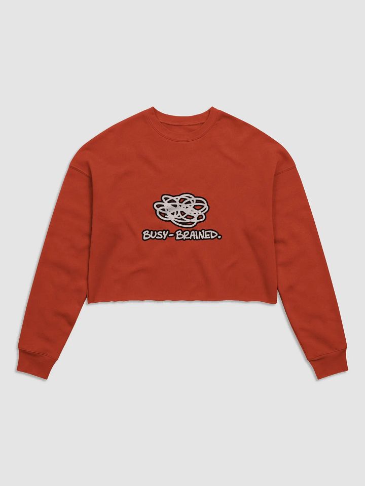 BUSY-BRAINED (lined design) Women's Fleece Crop Sweatshirt product image (2)