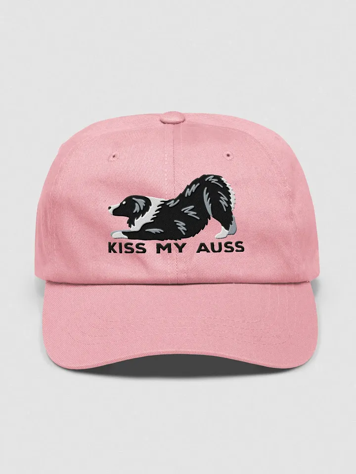 Kiss My Auss Classic Dad Hat(Embroidered) of an Australian Shepherd(Black & White) product image (25)