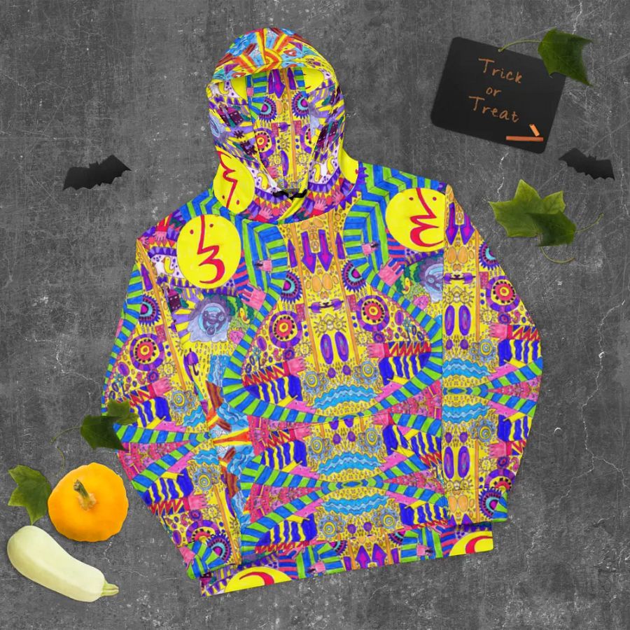 Abstract Colourful Doodles Unisex Pull Over Hoodie product image (10)
