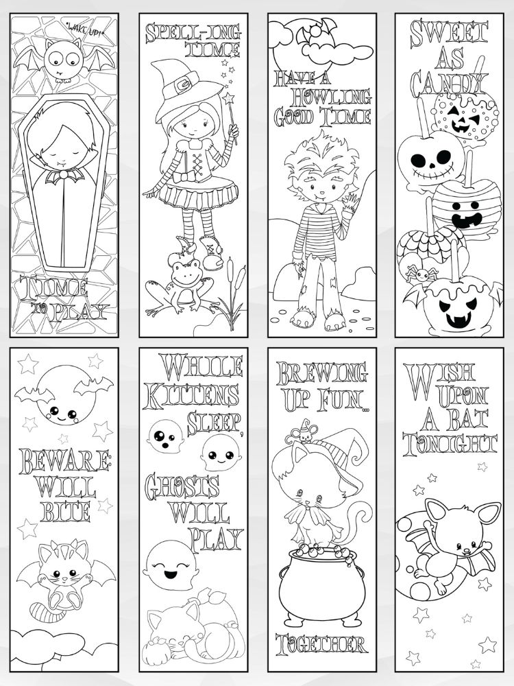 Printable Halloween Coloring Bookmarks - 2