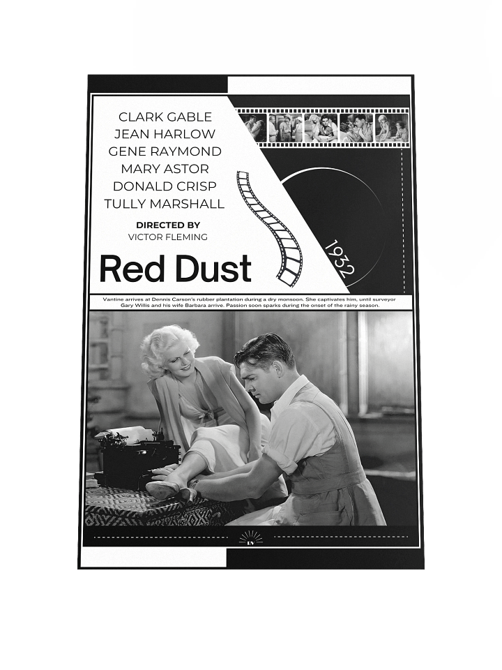 Red Dust with Clark Gable and Jean Harlow 1932 | Movie Poster | 12x18 Wall Art product image (1)
