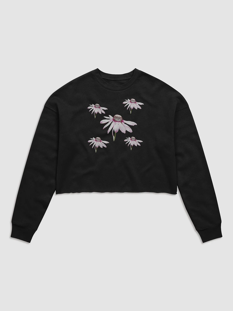 Pink Cone Flowers on a Pale Abstract Background Women's Fleece Cropped Sweatshirt product image (1)