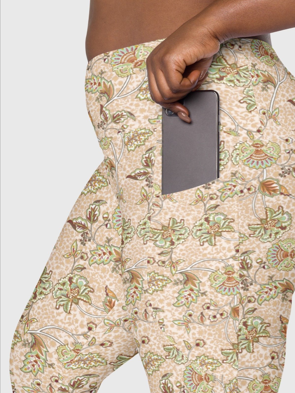 Leggings with Pockets "Elegant Neutral Beige Chintz" product image (10)