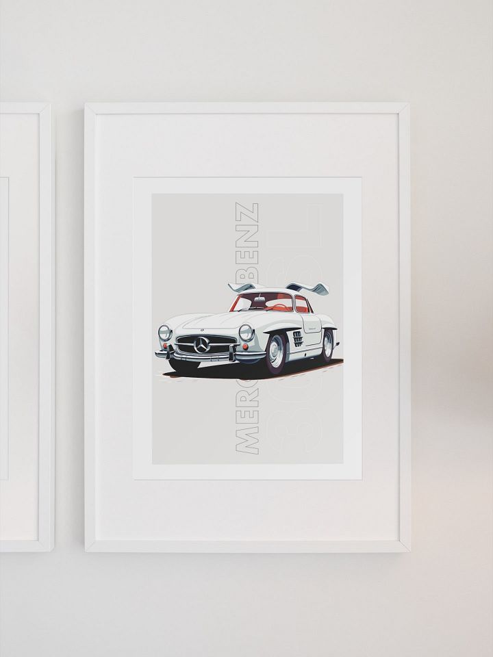 Classic Mercedes-Benz 300 CL Gullwing Poster, Vintage Car Illustration, Luxury Auto Art Print, Iconic Automobile Decor, Collector Wall Art product image (1)