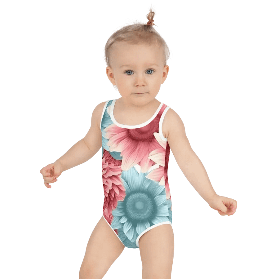 Child’s Blue And Pink Sunflower Bathing Suit product image (2)
