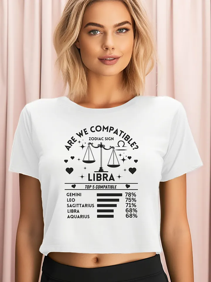 Libra Zodiac Sign Romantic Compatibility - Light Colors - AS Colour Women's Premium Crop Top product image (1)