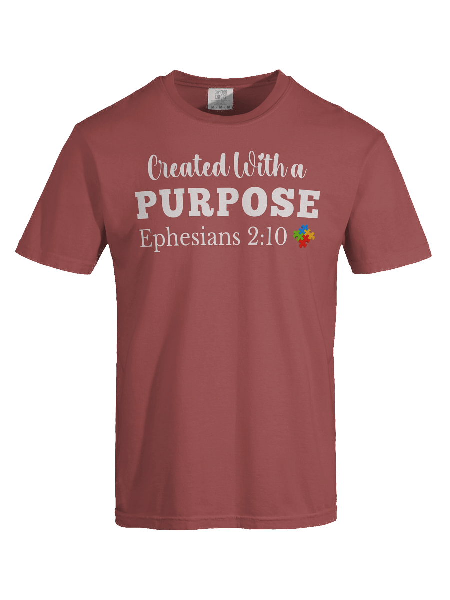 Created With A Purpose : Comfort Colors T-shirt | Christian Faith | Autism Acceptance I Gift To Mom, Dad, Child With Autism product image (5)