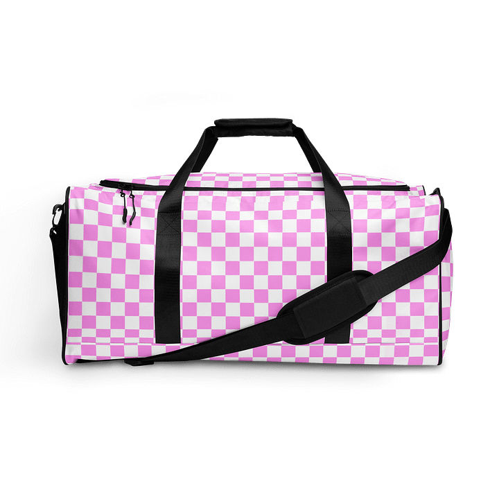 Checkered! Pastel Pink and White Checkers Duffel Bag product image (1)