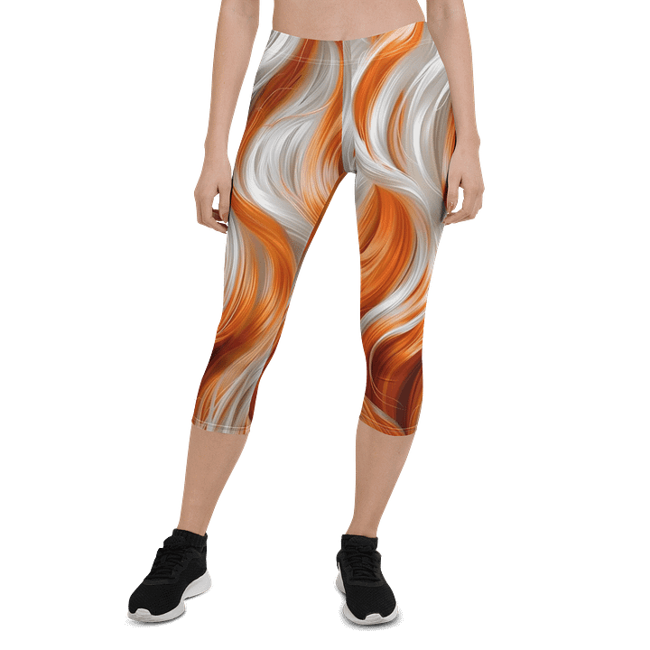 Flowing Abstract Wave Print Capri Leggings product image (1)
