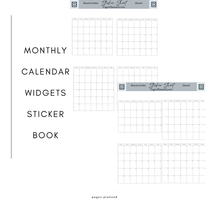 Monthly Calendar Sunday & Monday Start Build Your Own Widgets for Goodnotes product image (1)