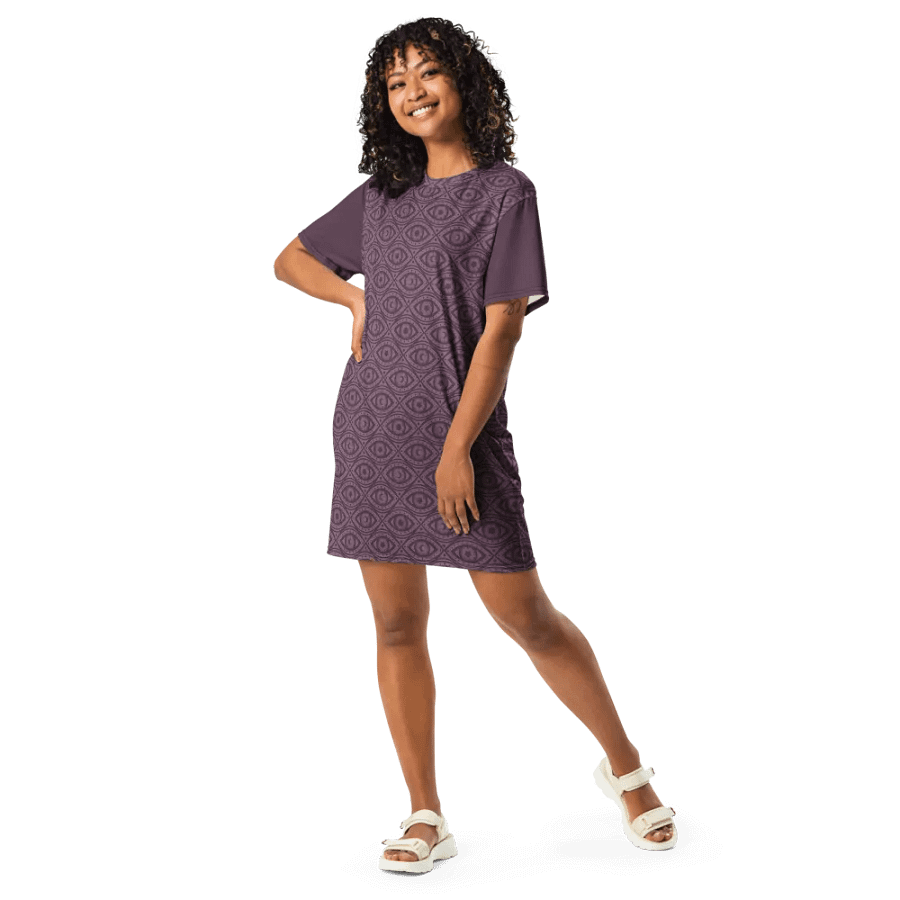 Boho Celestial Eyes Stars & Moons T-Shirt Dress product image (4)
