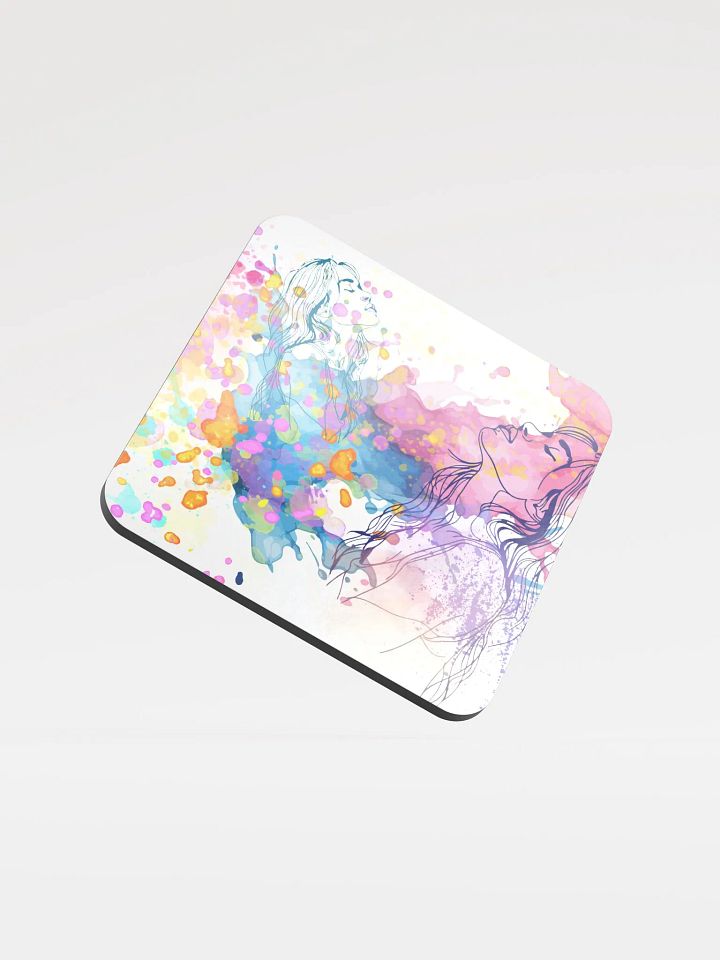 watercolor pastel  faces design on cork coasters product image (1)