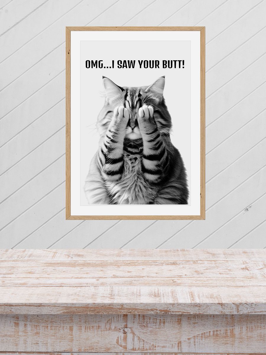 Black and White Cat Covering Eyes Bathroom Downloadable Wall Art product image (7)