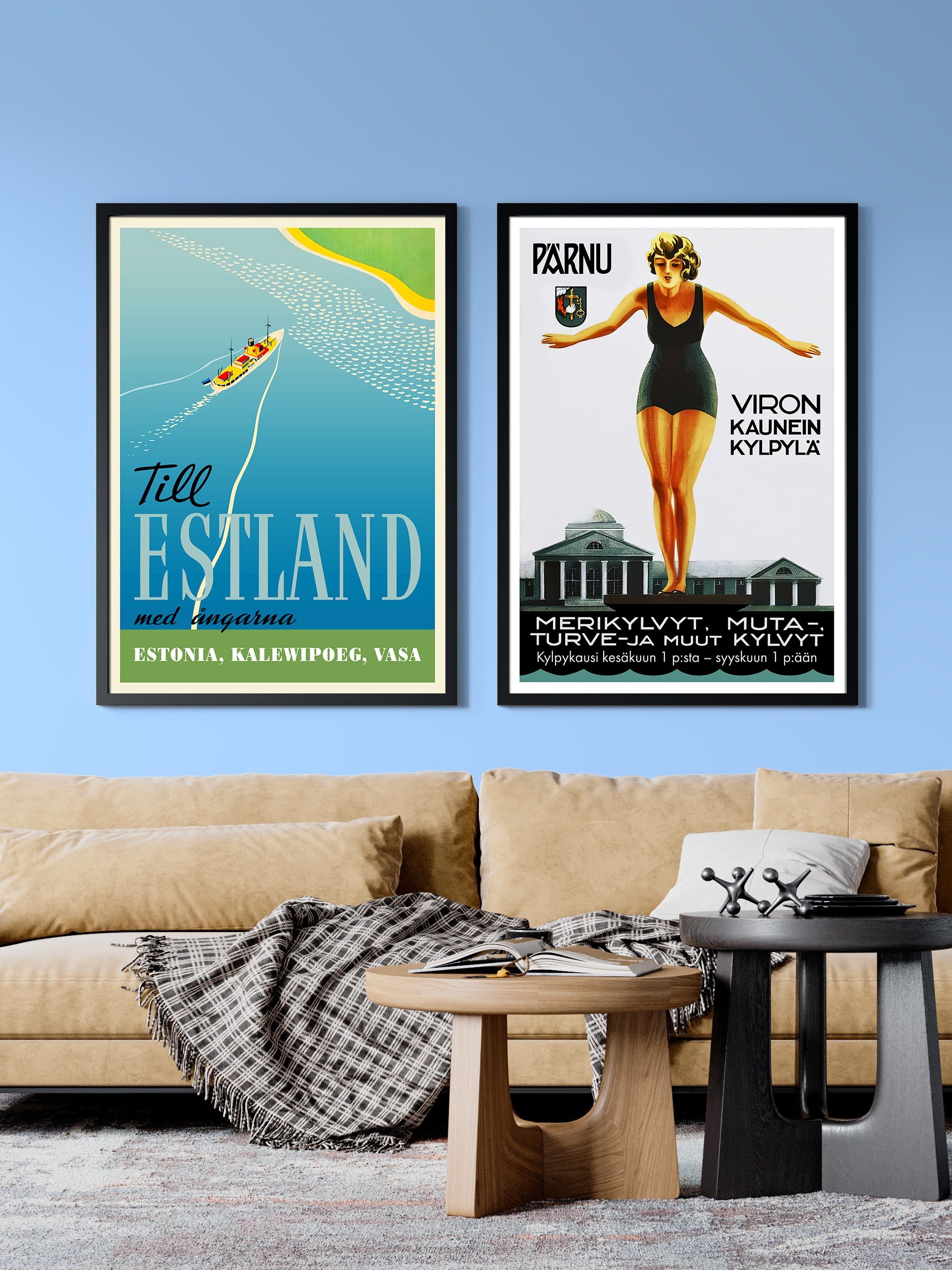 Estonia poster - Parnu/Pärnu, Viron Kaunein Kylpylä, Estonia, 1931 — retro vintage travel poster, retro travel art, retro travel wall art product image (2)