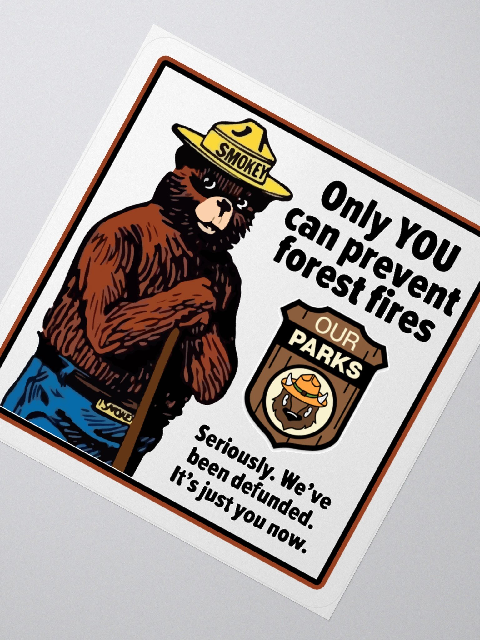 We've been DEFUNDED! Smokey Our Parks Bear Sticker 3 SIZES! Alt National Parks Kiss Cut Vinyl product image (6)