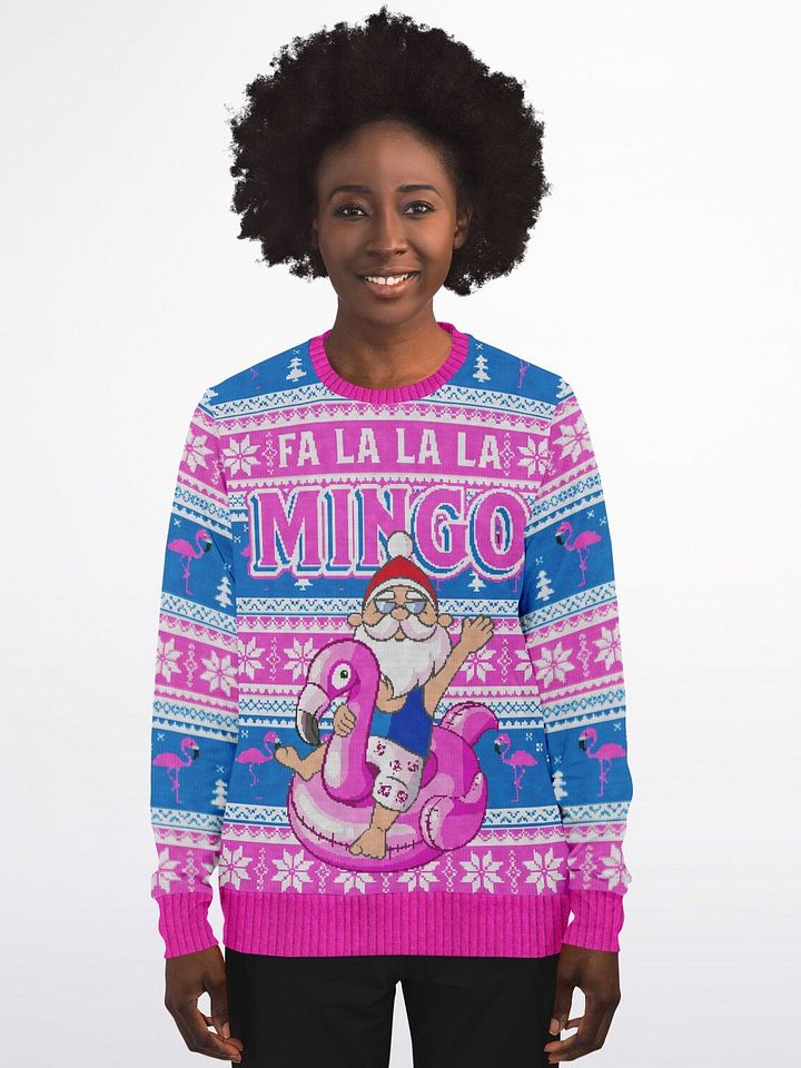 "Fa La La La Mingo" Christmas Sweatshirt | Funny Flamingo Santa Pool Float | Tropical Holiday Sweater | Beach Christmas Winter Outfit product image (1)