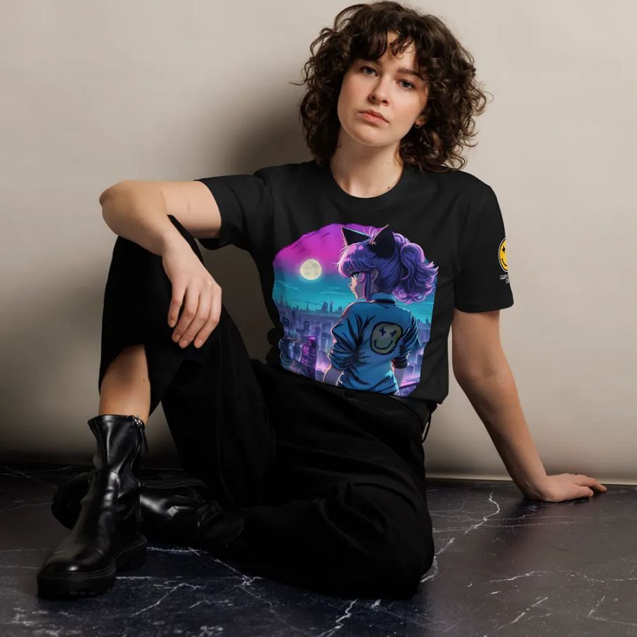 Anime Catgirl Rooftop (AS Colour Unisex Premium T-Shirt) product image (11)