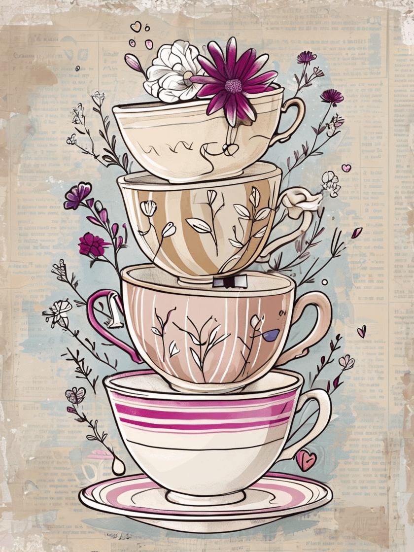 Whimsical Teacup Delight Framed Poster product image (1)